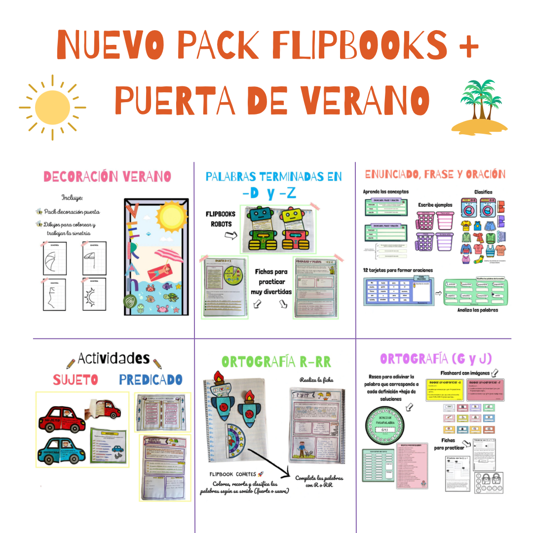 🌈NUEVO PACK~ FLIPBOOKS área de LENGUA + puerta VERANO🌈