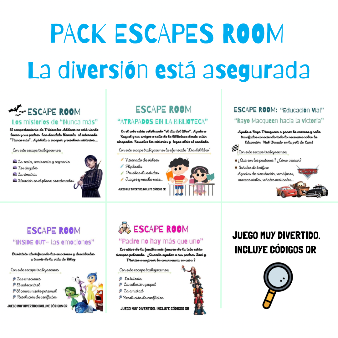🌈🌈 OFERTA SOLO HOY 🌈🌈 PACK ESCAPE ROOM PARA JUGAR Y APRENDER