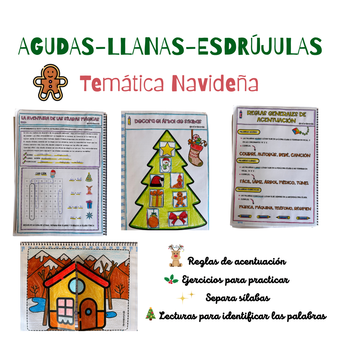 🌲PALABRAS AGUDAS, LLANAS Y ESDRÚJULAS🌲 BASADO EN NAVIDAD