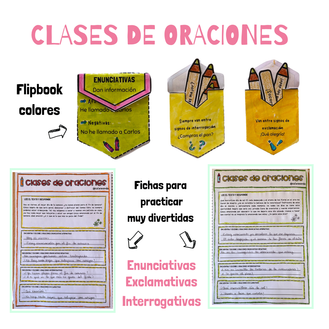 ✏️TIPOS DE ORACIONES✏️ Cuadernillo Coleideando educación primaria