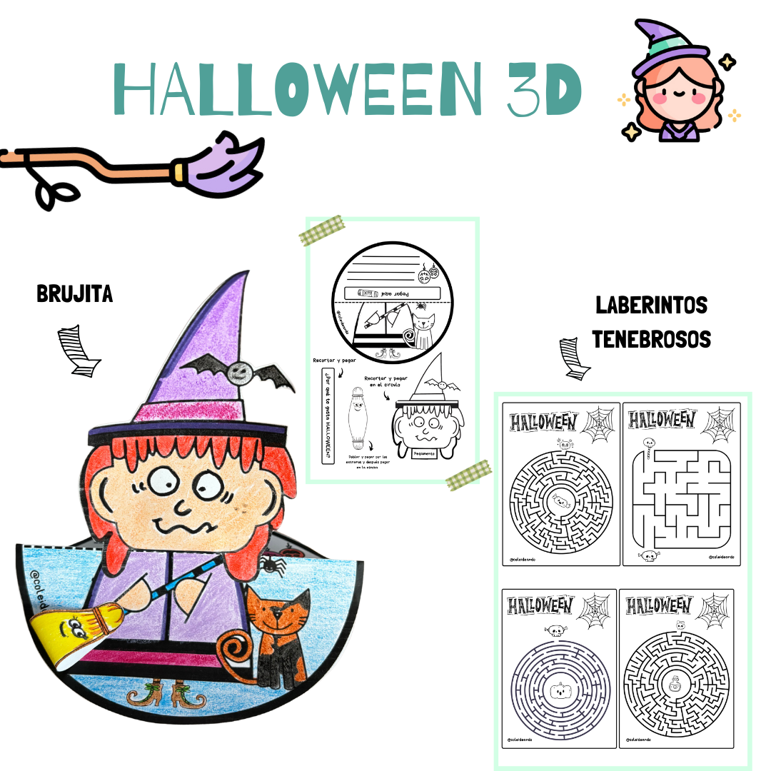 ACTIVIDAD 3D 🎃 🧛🏻♂️¡HALLOWEEN! 🧛🏻♂️🎃LABERINTOS TENEBROSOS 🕸️