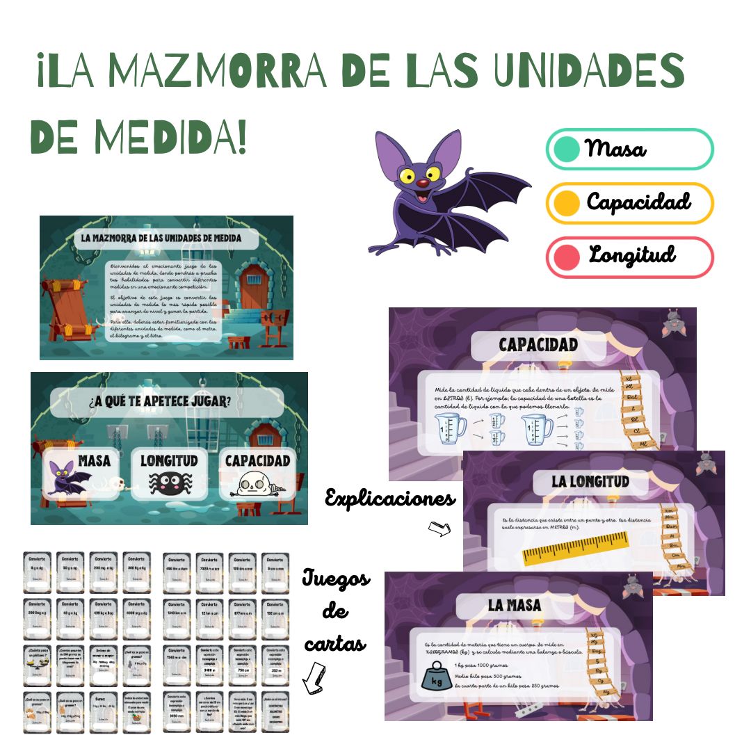🦇TRABAJAMOS LAS UNIDADES DE MEDIDA (capacidad, longitud y masa) ESPAÑOL Y EN CATALÁN🦇