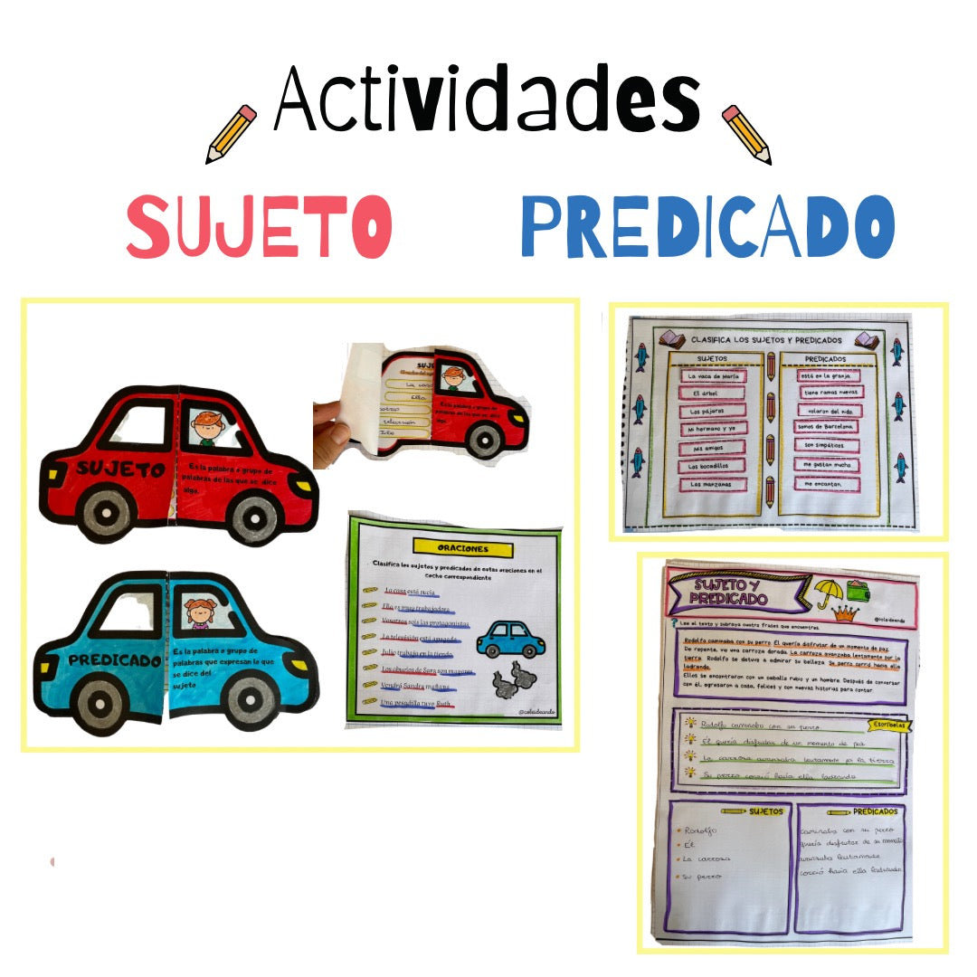 🚗💨EL VIAJE DEL SUJETO Y PREDICADO💨🚗 Cuadernillo Educación Primaria