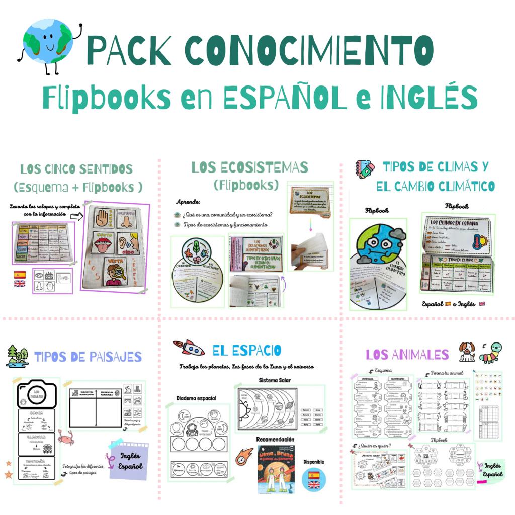 🟡SUPER PACK CONOCIMIENTO 🟡 en ingles 🇬🇧 y español 🇪🇸 para trabajar con tus peques.