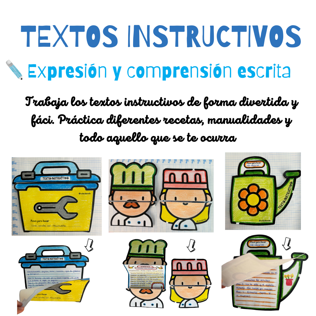 🪴👨🏻🍳🧰 TEXTOS INSTRUCTIVOS para practicar la expresión y comprensión escrita🧰👨🏻🍳🪴