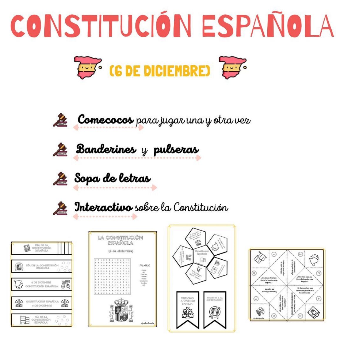 🇪🇸DÍA DE LA CONSTITUCIÓN ESPAÑOLA🇪🇸 Cuadernillo Coleideando educación primaria