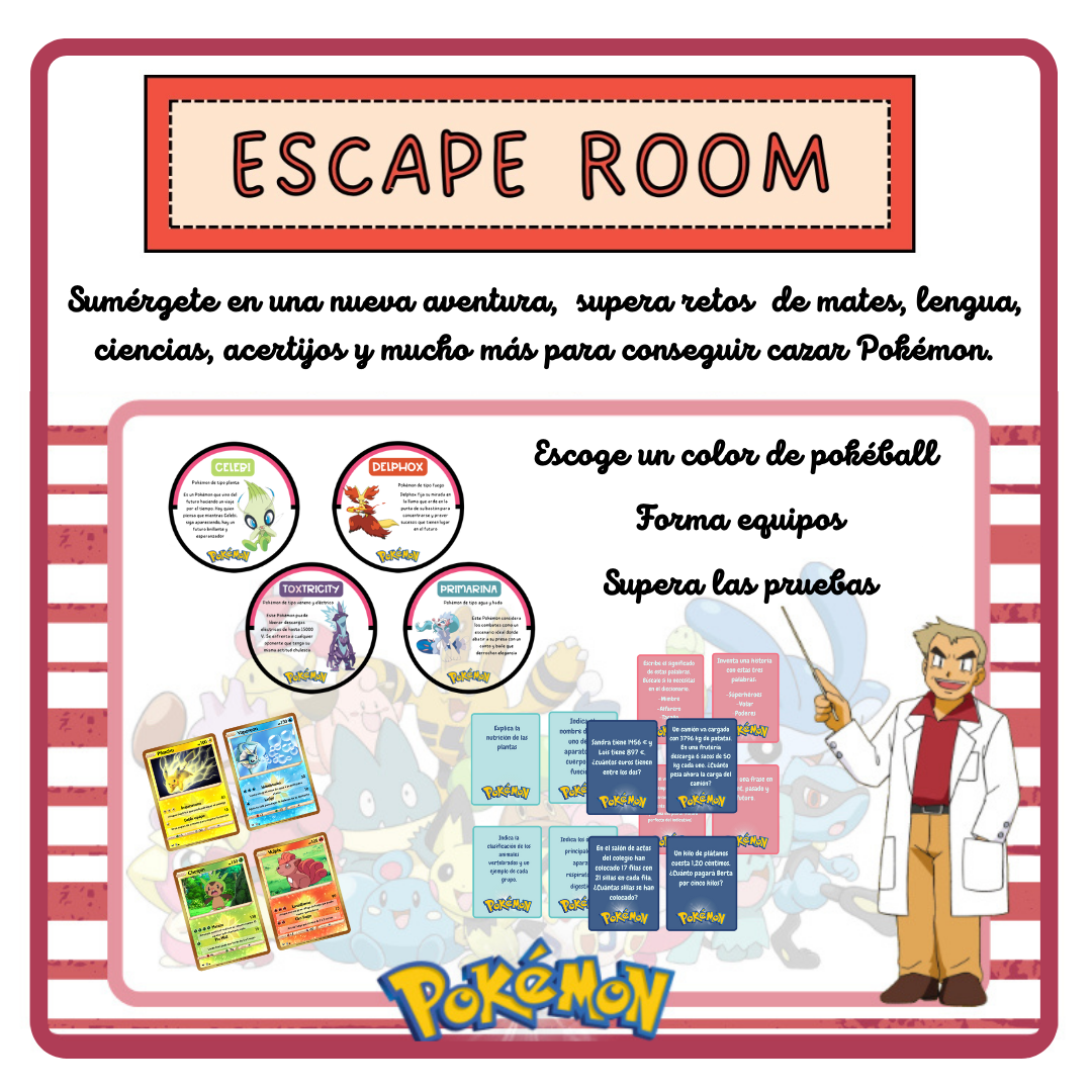 ☄️ESCAPE ROOM “POKEMÓN”☄️ Cuadernillo Coleideando educación primaria