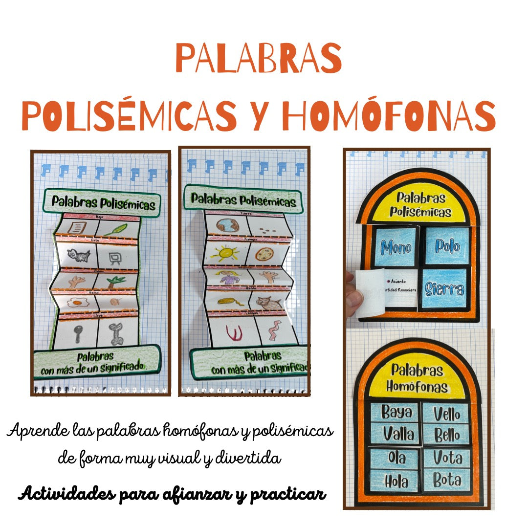 👩🏼🏫🌈FLIPBOOK ~ palabras POLISÉMICAS y HOMÓFONAS👩🏼🏫🌈 Cuadernillo Coleideando educación primaria