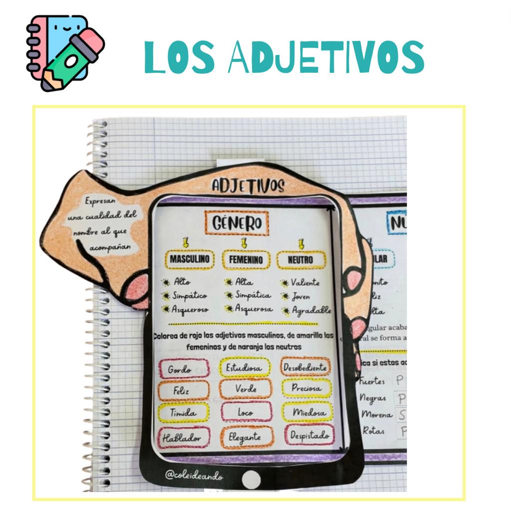 🌈FLIPBOOK~ LOS ADJETIVOS 🌈 Cuadernillo Coleideando educación primaria
