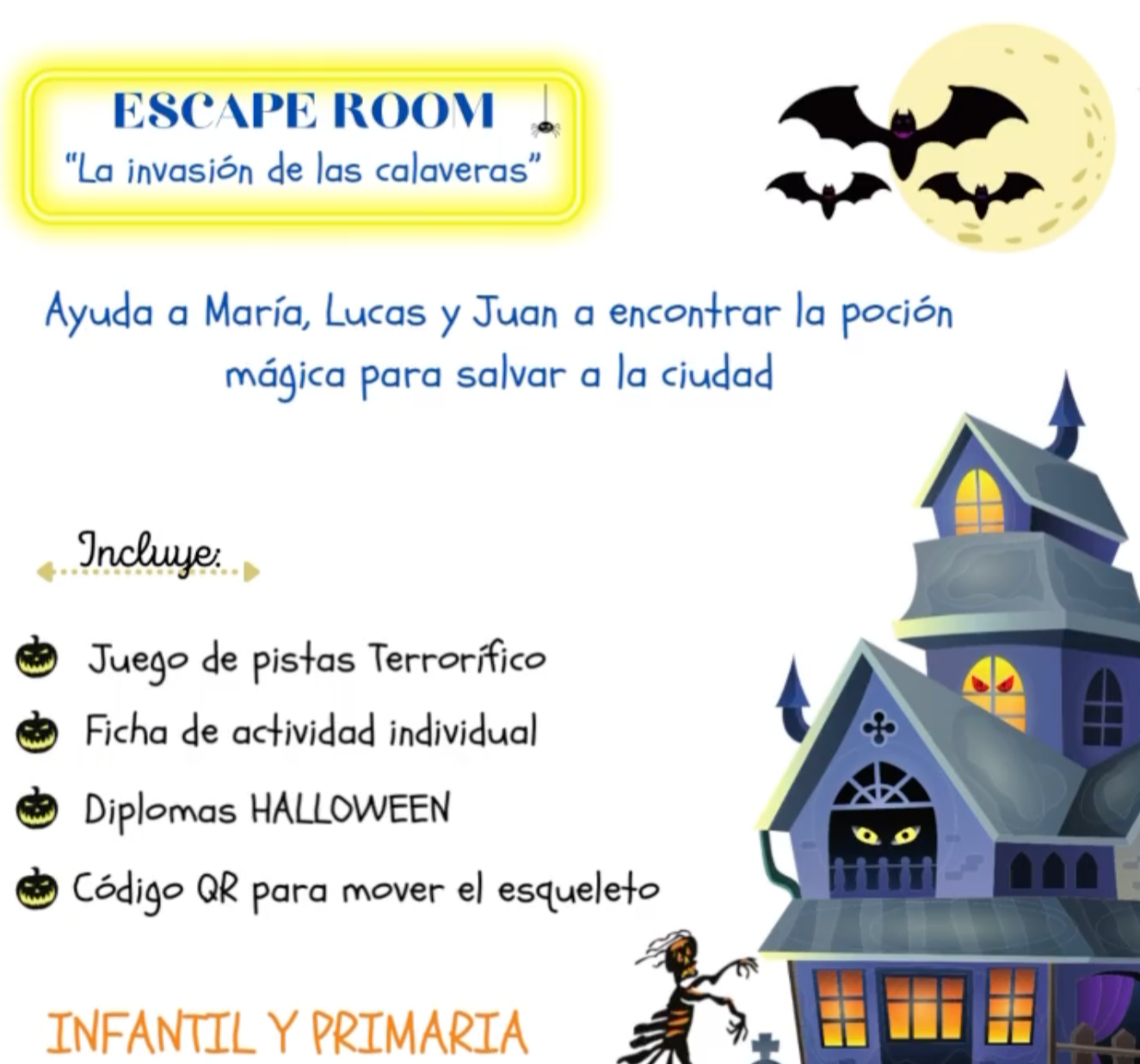 🎃🧛SCAPE ROOM HALLOWEEN "La invasión de las calaveras"🧛🎃 Cuadernillo Coleideando educación primaria