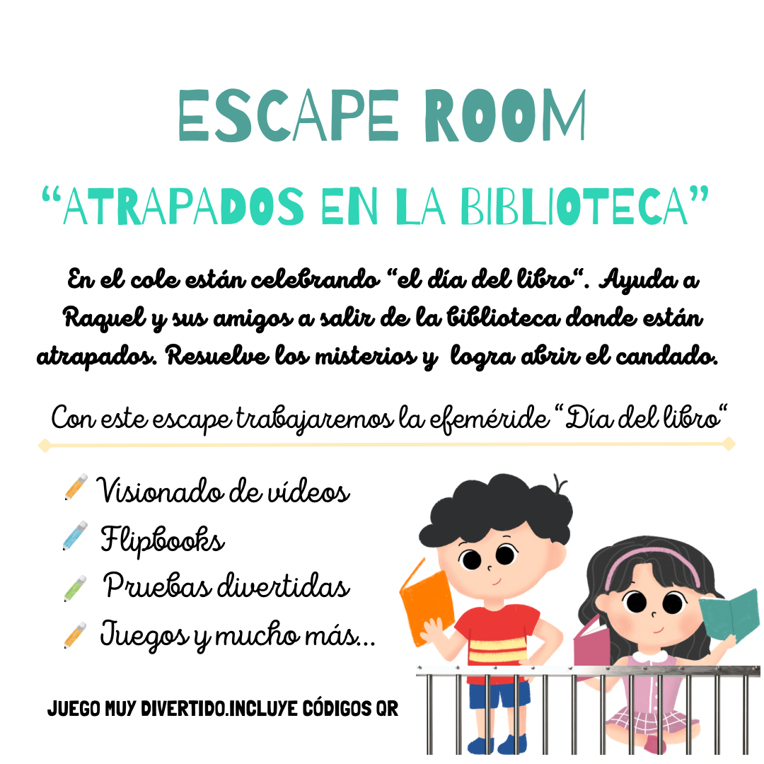 🟠ESCAPE ROOM ¡Atrapados en la BIBLIOTECA 👩🏼🏫! 📕 muy divertido.