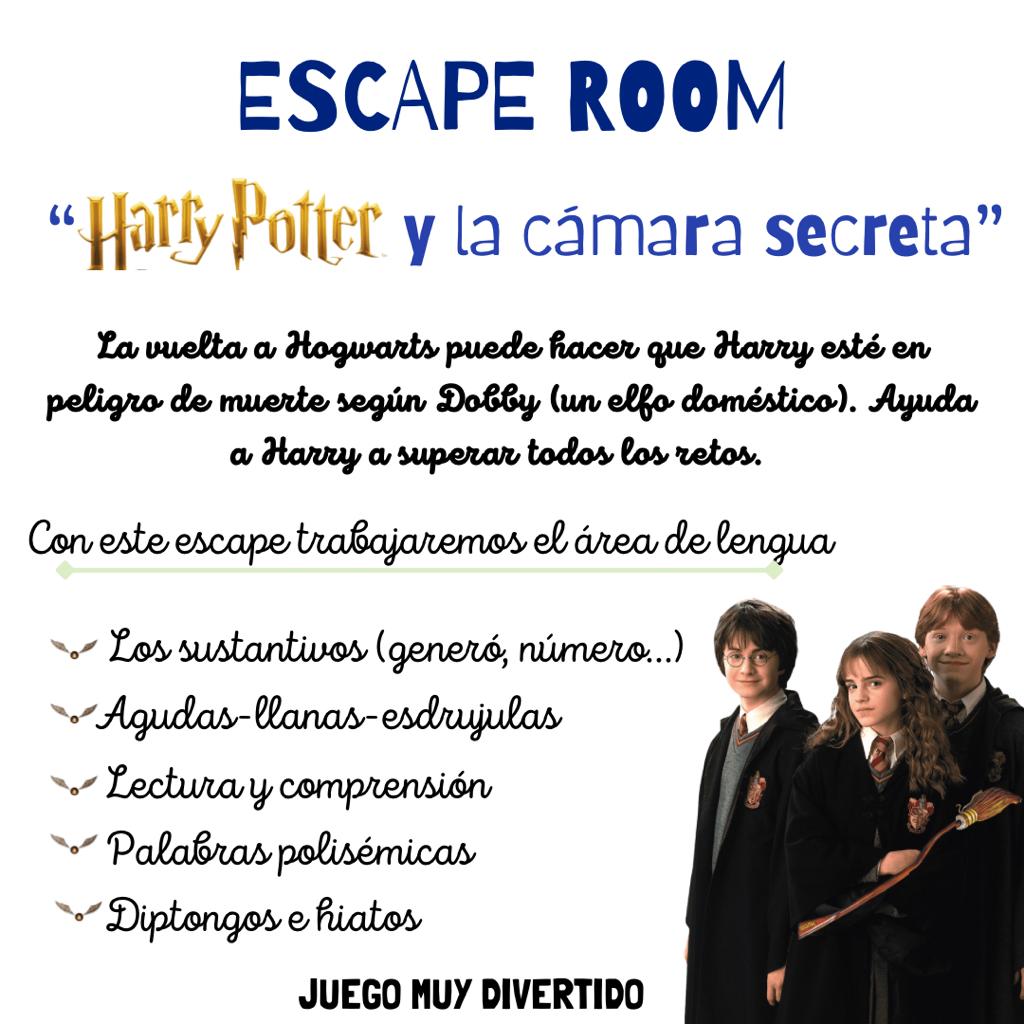 🧙♂️🪄ESCAPE ROOM - “HARRY POTTER Y LA CÁMARA SECRETA” Parte 1. Cuadernillo Coleideando educación primaria