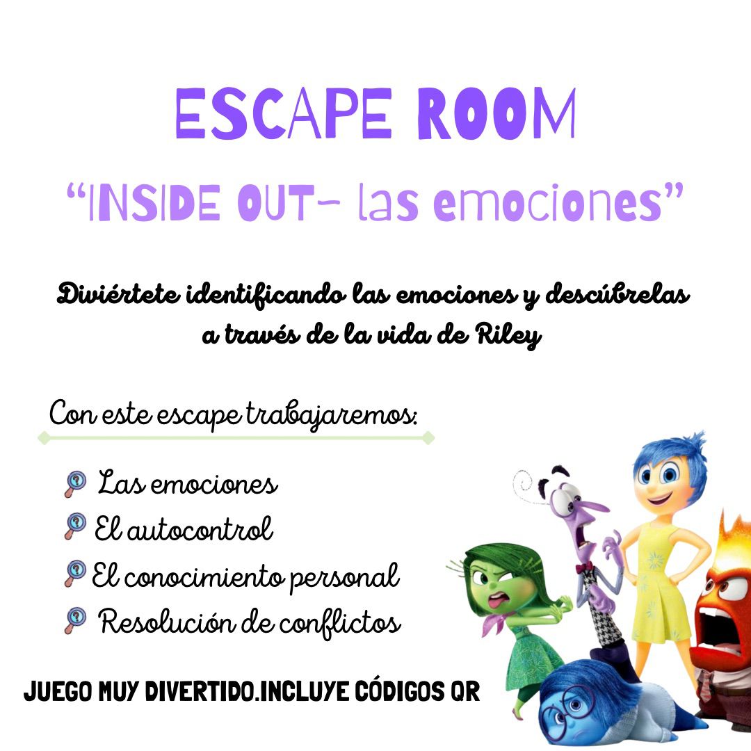 🌈🤩ESCAPE ROOM - “INSIDE OUT” PARA TRABAJAR LAS EMOCIONES🤩🌈 Cuadernillo Coleideando educación primaria
