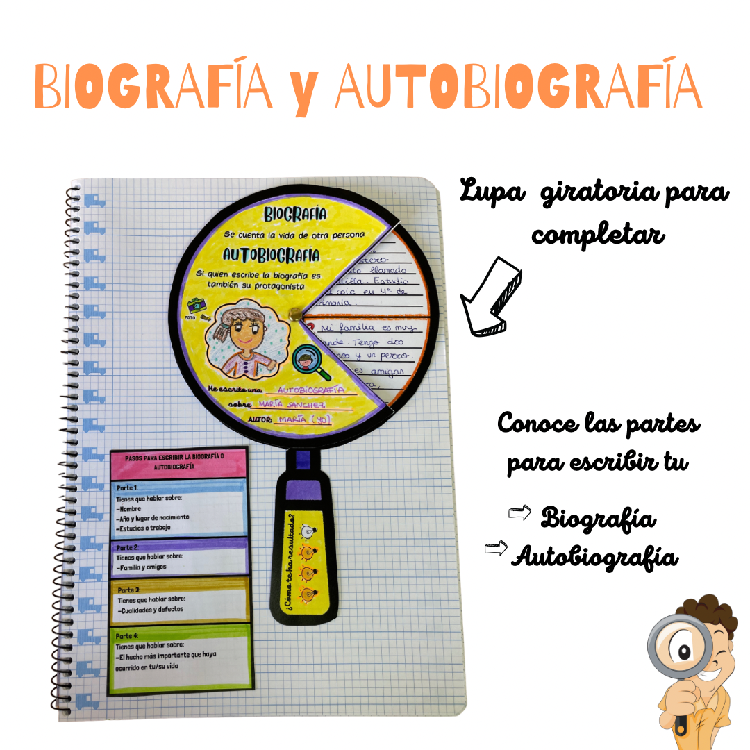 🔍🔍LUPA de la BIOGRAFÍA Y AUTOBIOGRAFÍA 🔍🔍 Cuadernillo Coleideando educación primaria