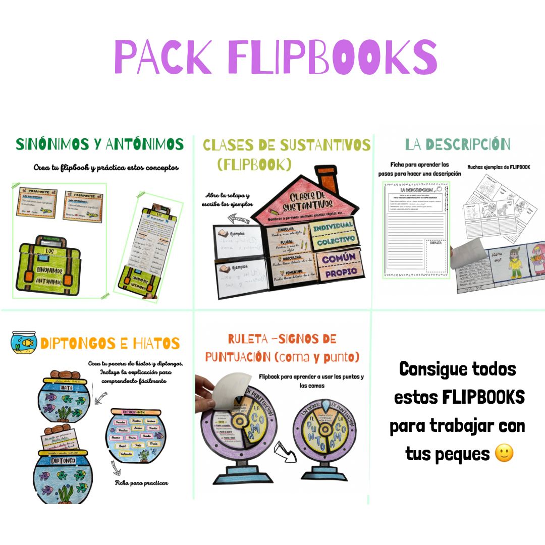 🌈SÚPER PACK~ FLIPBOOKS LENGUA🌈 Cuadernillo Coleideando educación primaria