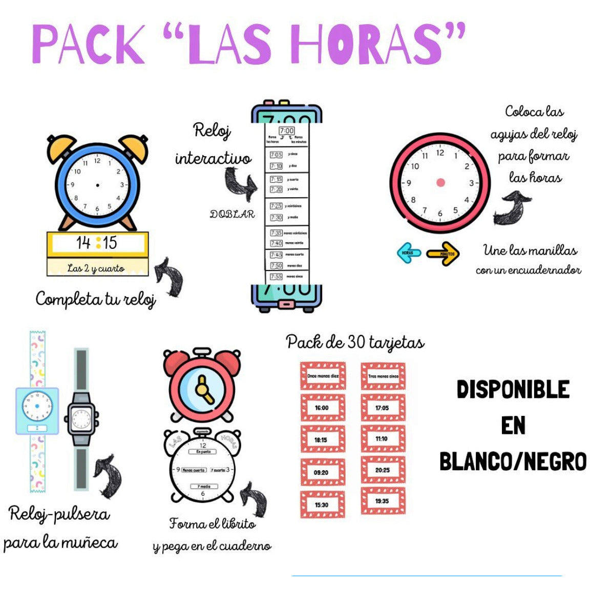 PACK “LAS HORAS” | Cuadernillo para repasar las horas