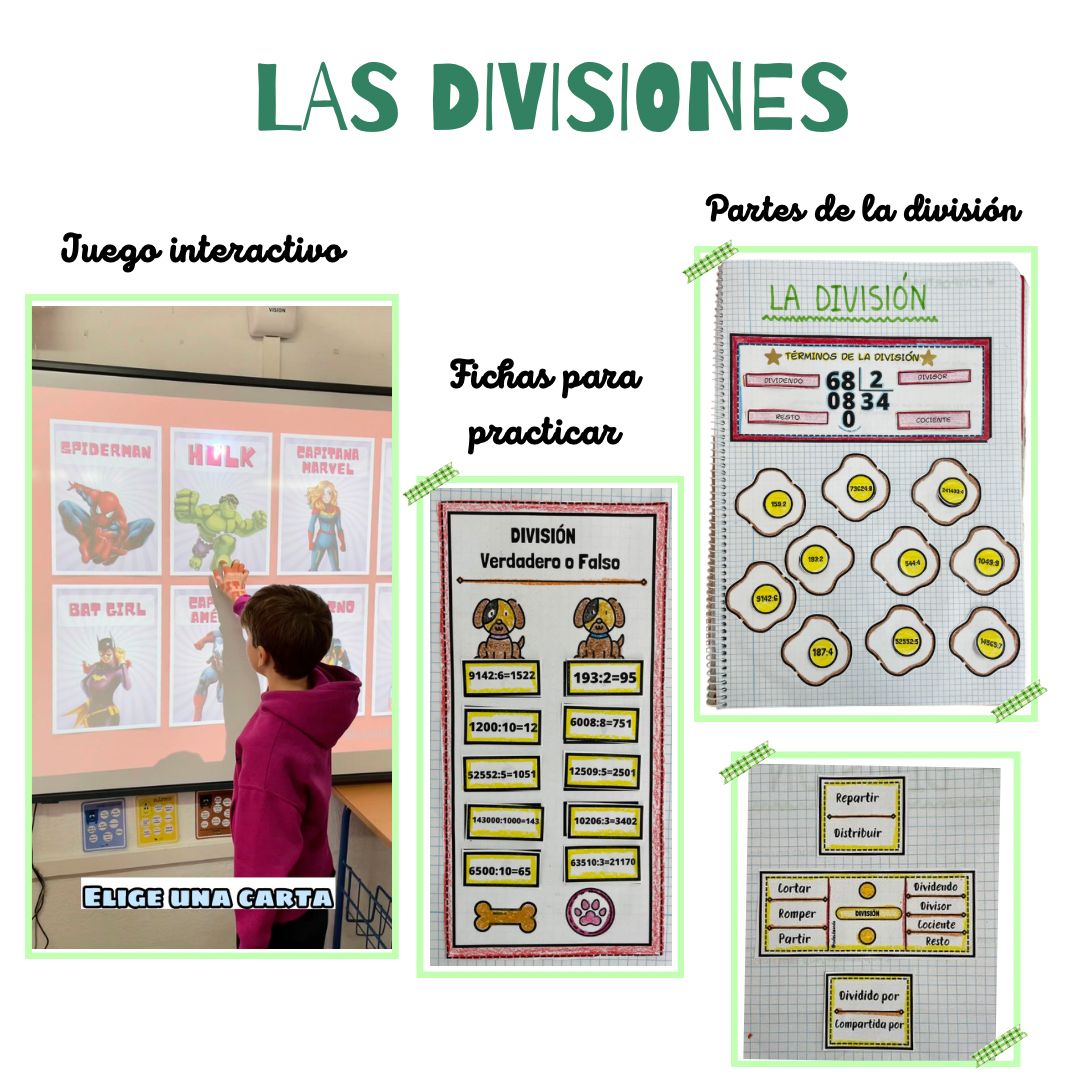🦸🏼♀️➗JUEGO INTERACTIVO DIVISIONES + FLIPBOOKS matemáticos➗🦸🏼♀️