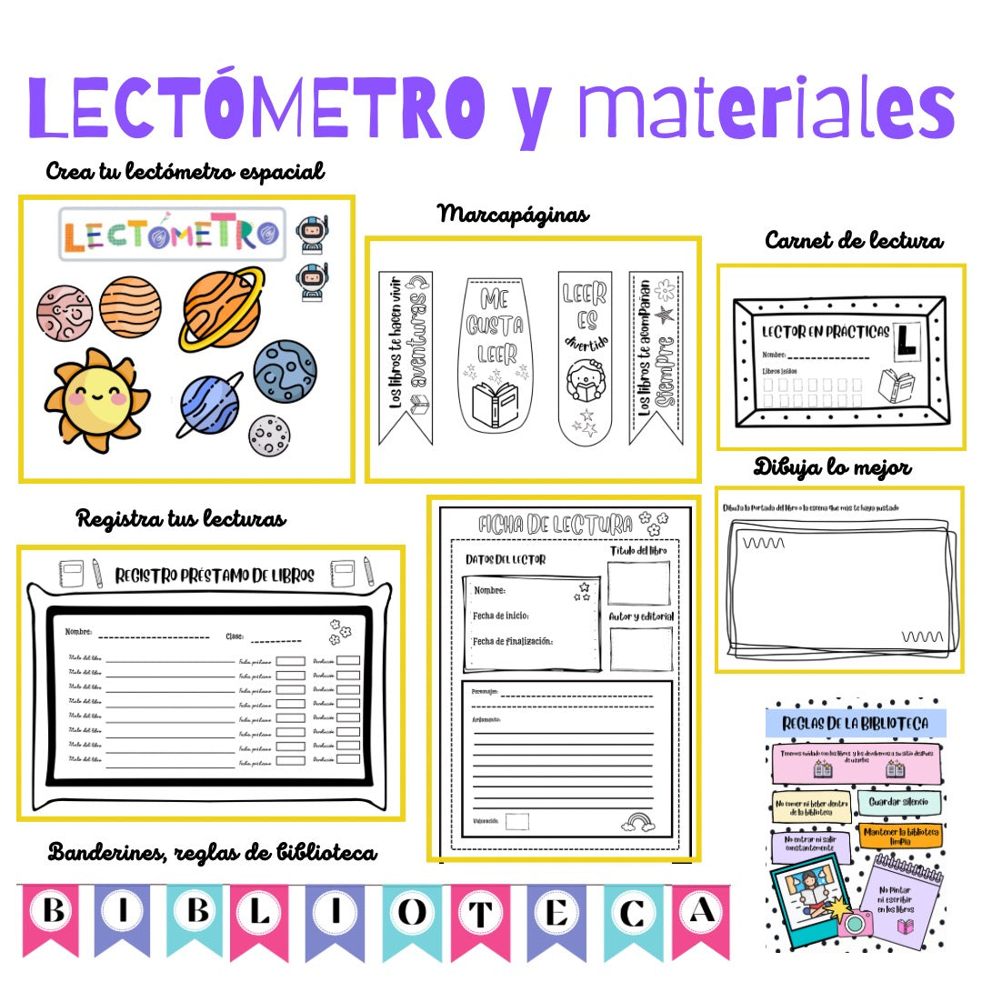 🌈LECTÓMETRO y mucho más para trabajar la lectura🌈Cuadernillo Coleideando educación primaria