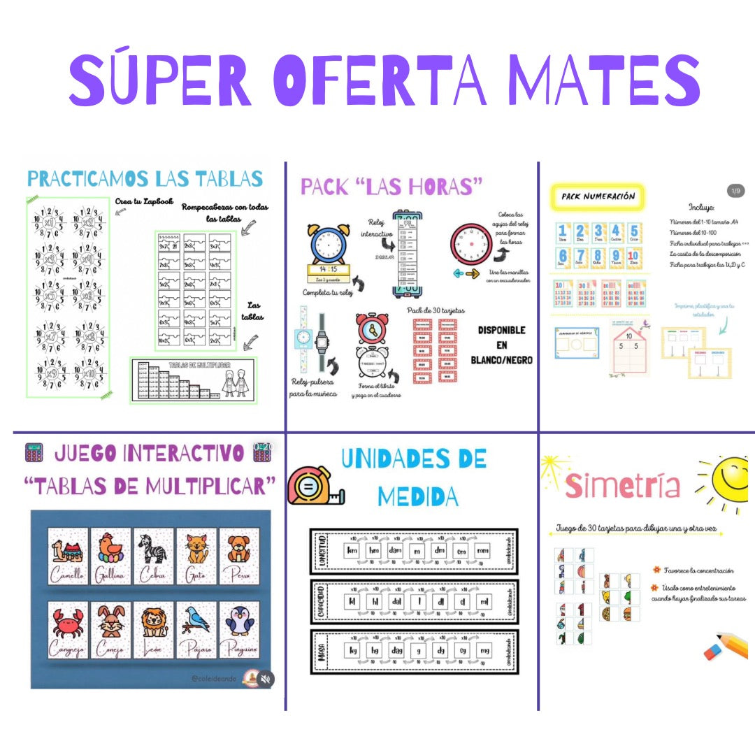 ✏️✏️SÚPER OFERTA PACK MATEMÁTICAS✏️✏️ Cuadernillo Coleideando educación primaria