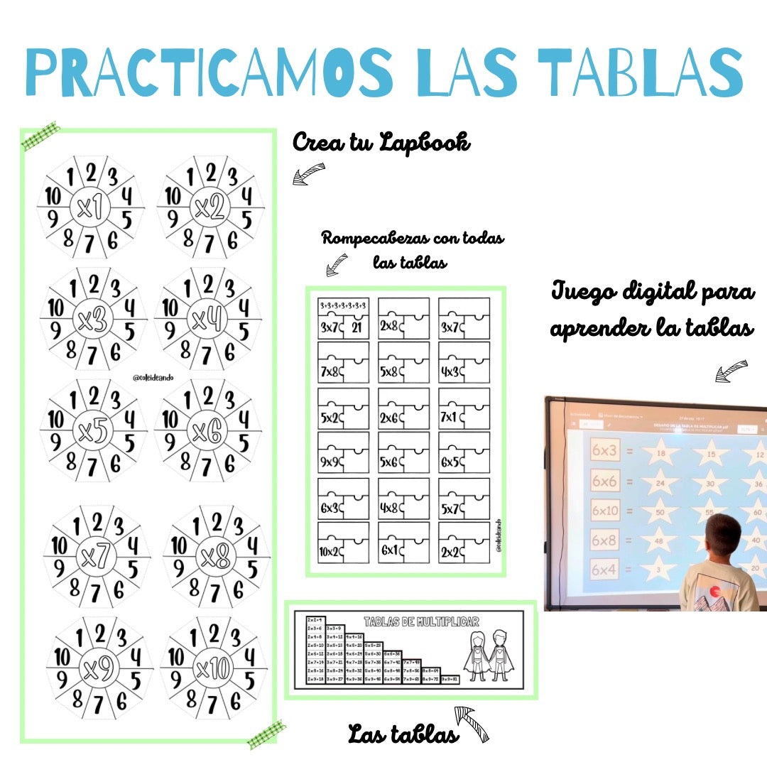 🟢 JUEGO INTERACTIVO + PACKS RECURSOS PARA TRABAJAR LAS TABLAS🟢