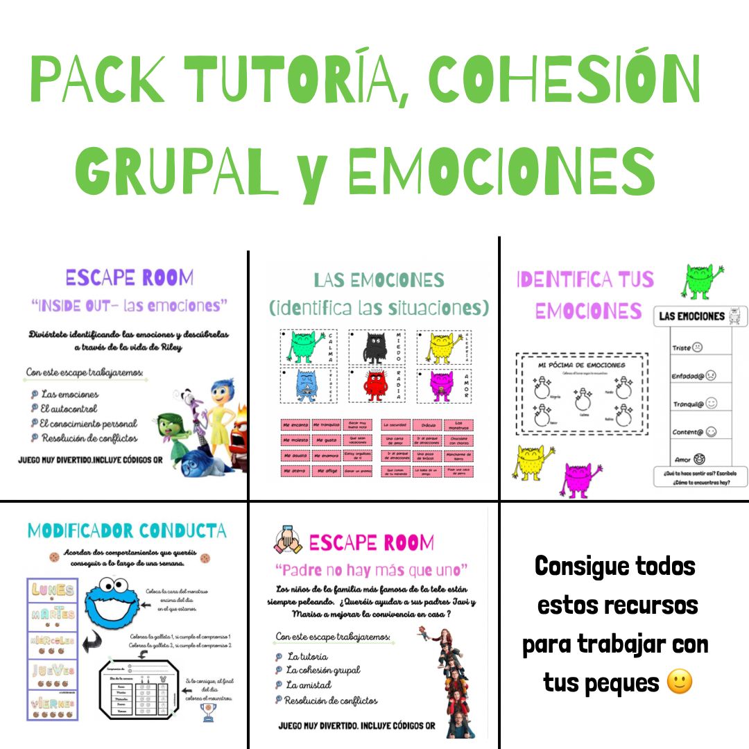 🌈PACK~ COHESIÓN GRUPAL, EMOCIONES y TUTORÍA🌈 Cuadernillo Coleideando educación primaria