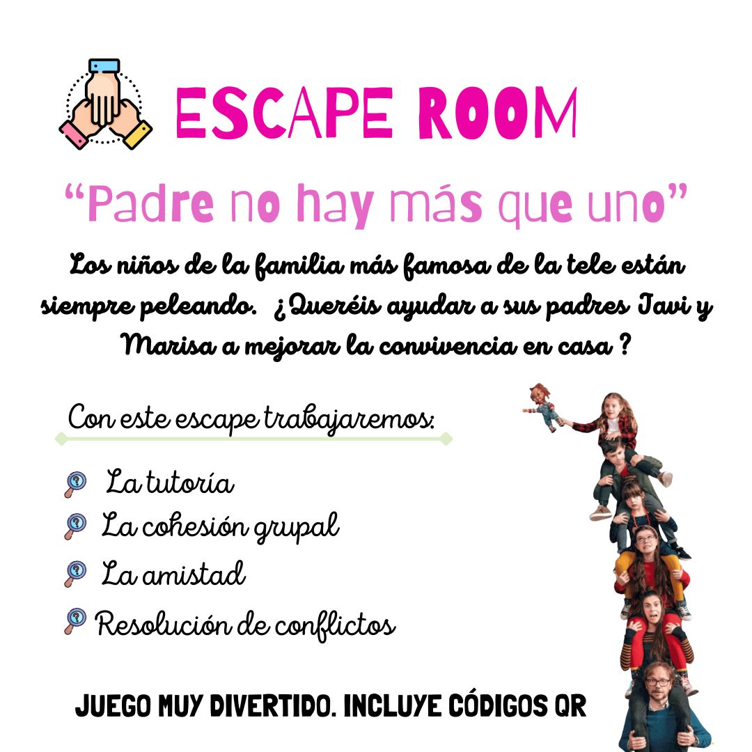 ‼️ESCAPE ROOM 🎥 PADRE NO HAY MÁS QUE UNO 🎥‼️| Cuadernillo Coleideando educación primaria
