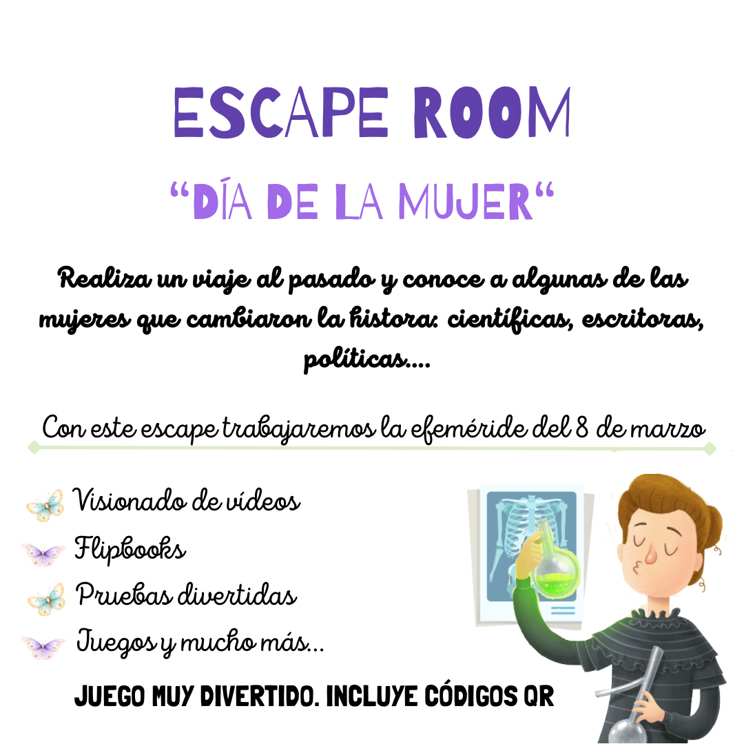 ESCAPE ROOM “Día de la mujer” Cuadernillo Coleideando educación primaria