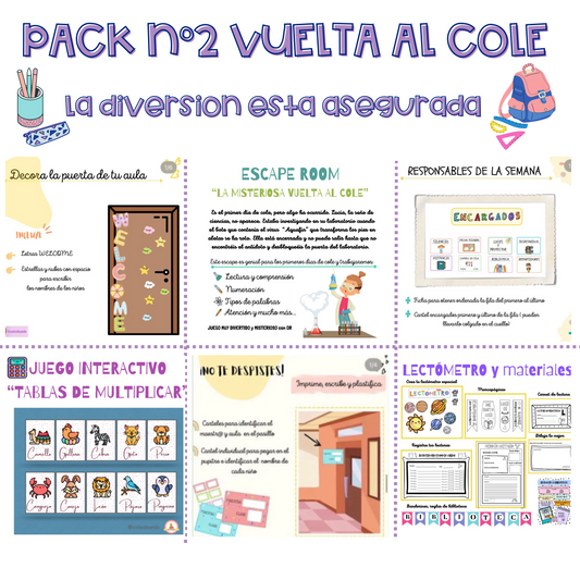 🌈 PACK Nº 2 VUELTA AL COLE | Cuadernillo Coleideando educación primaria 🌈