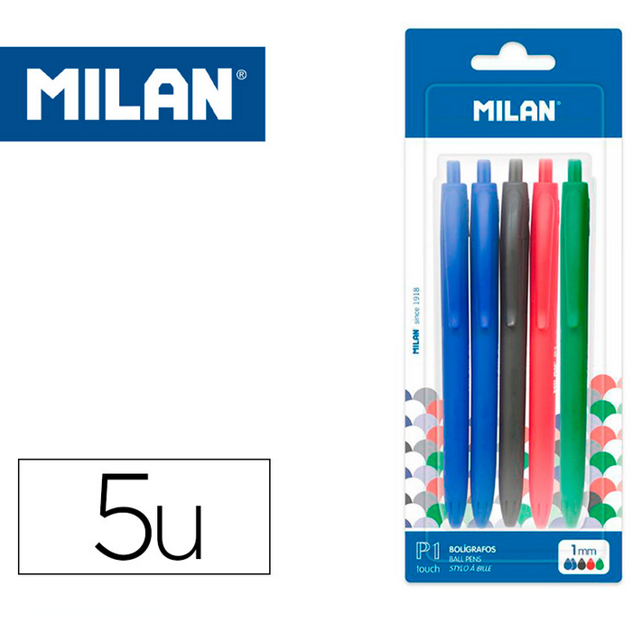 PACK 5 BOLÍGRAFOS MILAN 1MM | PAPELERÍA ONLINE