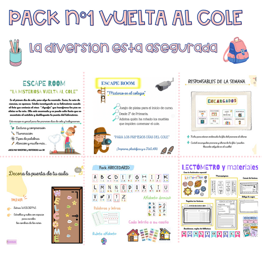 🌈 PACK Nº1 VUELTA AL COLE | Cuadernillo Coleideando educación primaria 🌈