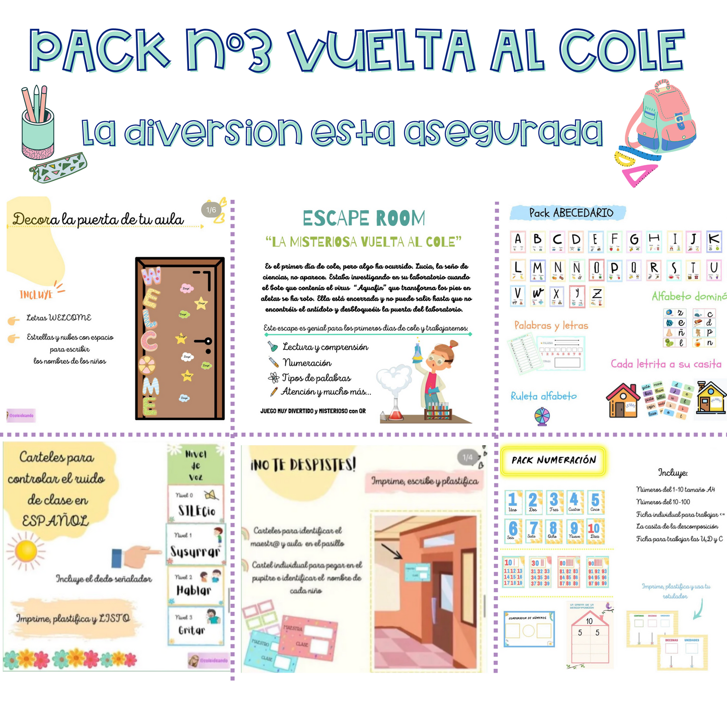 🌈 PACK Nº3 VUELTA AL COLE | Cuadernillo Coleideando educación primaria 🌈