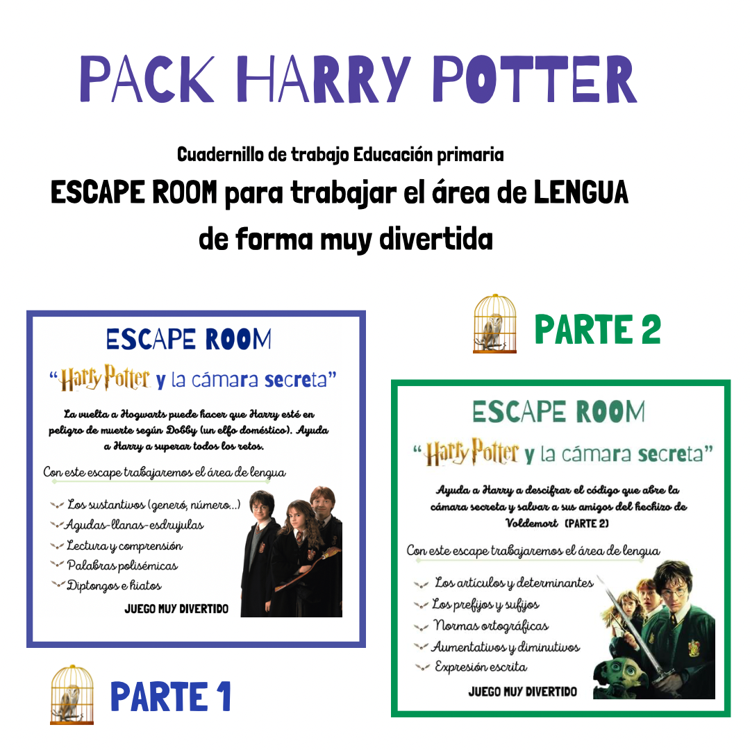 OFERTA DE HOY PACK 2 Escapes Room HARRY POTTER | Cuadernillo Coleideando Educación primaria